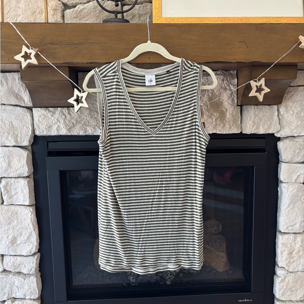 CAbi Green and White Striped Tank Top 🤍💚